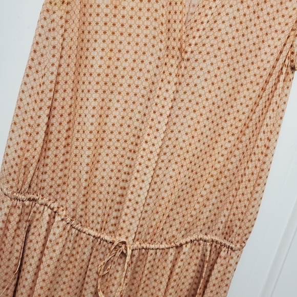 VINCE Coral Mix Printed Georgette Maxi Dress Size XS, Silk, Button/Tie Front - Picture 10 of 12